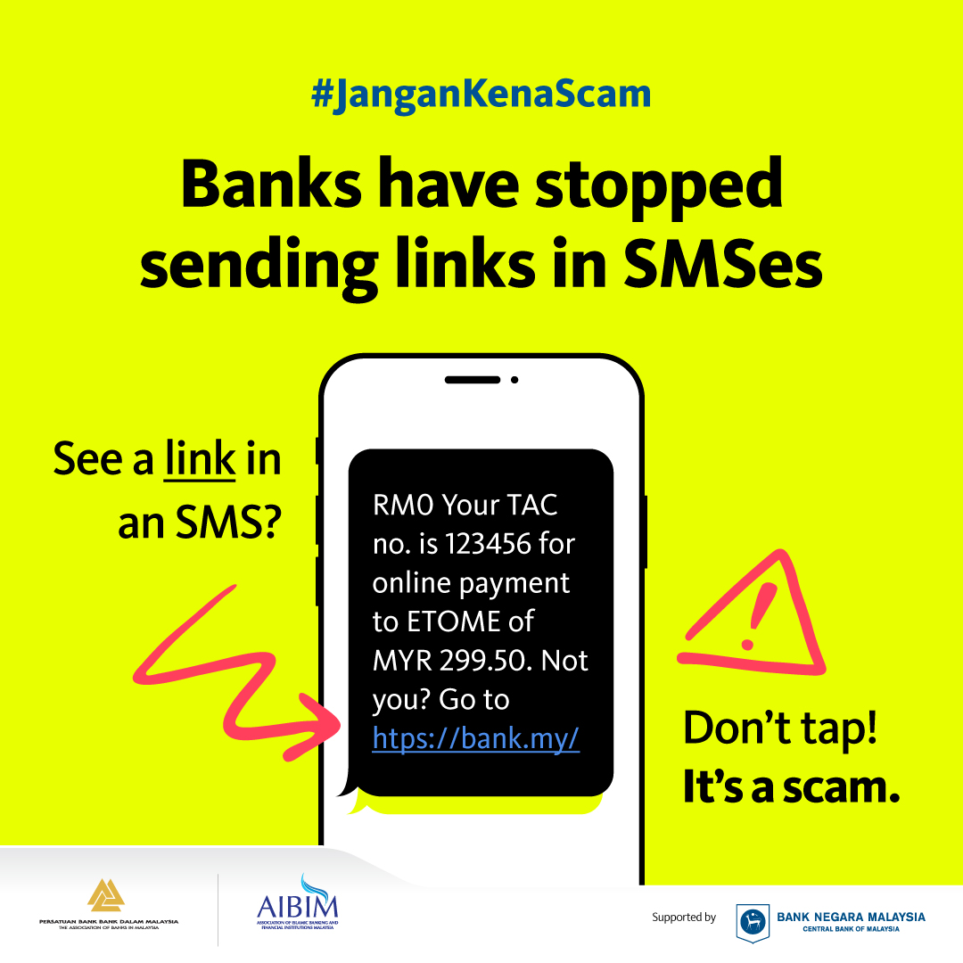 Image for #JanganKenaScam: Banks have stopped sending links in SMSes
