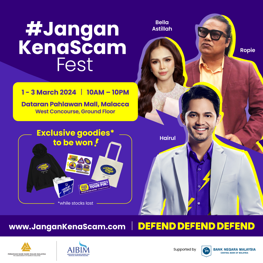 Image for #JanganKenaScam: Come join our immersive scam education roadshow at Dataran Pahlawan Mall from 1-3 March 2024!